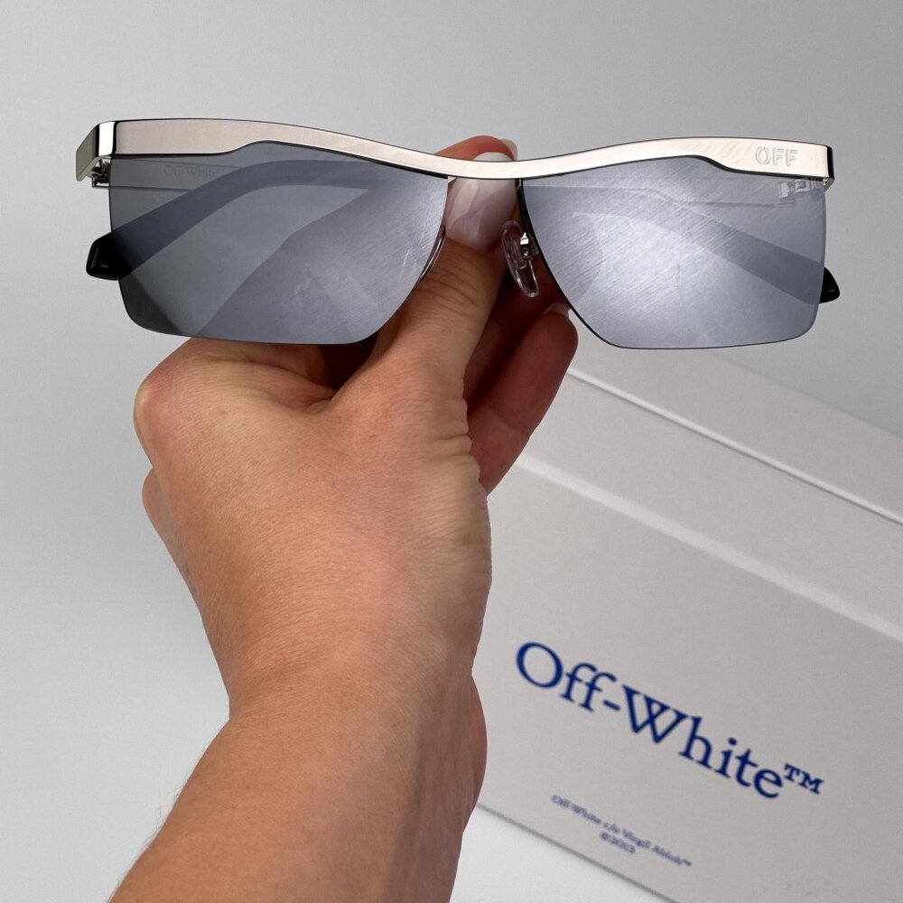 Off-White RIMINI Sunglasses – Silver Rectangle Frame Mirror |Model OERI095 7272